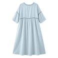 thumbnail image 4 of Omexry Spring Summer Dresses for Women Women's Summer Casual Dress Gradual Sleeveless Neck V-Neck Long Dress Light Blue L, 4 of 8