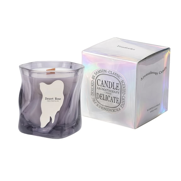 FUNDAY Twisted Cup Soy Wax Scented Candle, Wooden Cotton Wick Home and Gift Scented Candle