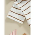 thumbnail image 5 of Infant Baby Boys Summer Stripe Print Short Sleeve Hood T-Shirt with Elastic Waist Shorts Outfit, 5 of 8