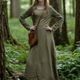 thumbnail image 4 of Efsteb Long Sleeve Dresses for Women Casual Round Neck Solid Long Dress Fashion Vintage Dresses (Green,XXL), 4 of 6