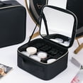 Cosmetic Bag with Mirror Large Capacity Multi Compartments Portable