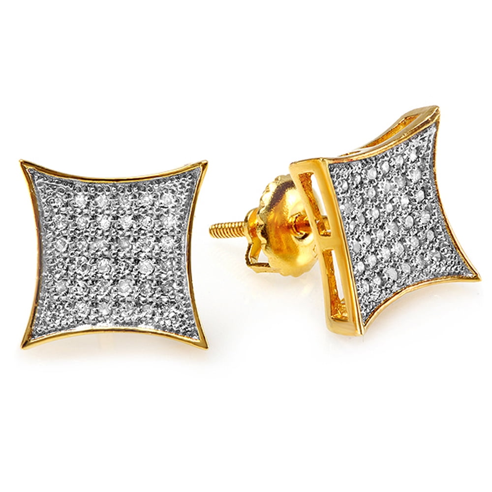 Blue White & Yellow Round Diamond Micro Pave Setting Kite Shape Stud Earrings 1/4 CT Dazzlingrock Collection 0.20 Carat ctw Blue White & Yellow Round Diamond Micro Pave Setting Kite Shape Stud Earrings 1/4 CT Dazzlingrock Collection 0.20 Carat ctw