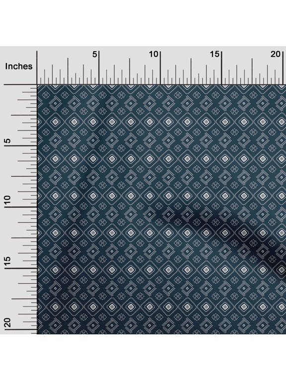 Viscose Chiffon Navy Blue Fabric Geometric Bandhani Sewing Craft Projects Fabric Prints By Yard 42 Inch Wide