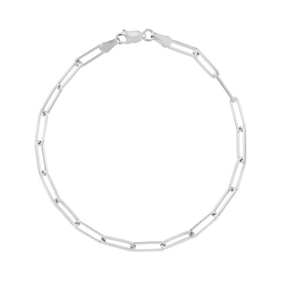 SZUL Women's 14K Solid White Gold 3.80mm Paperclip Chain Bracelet