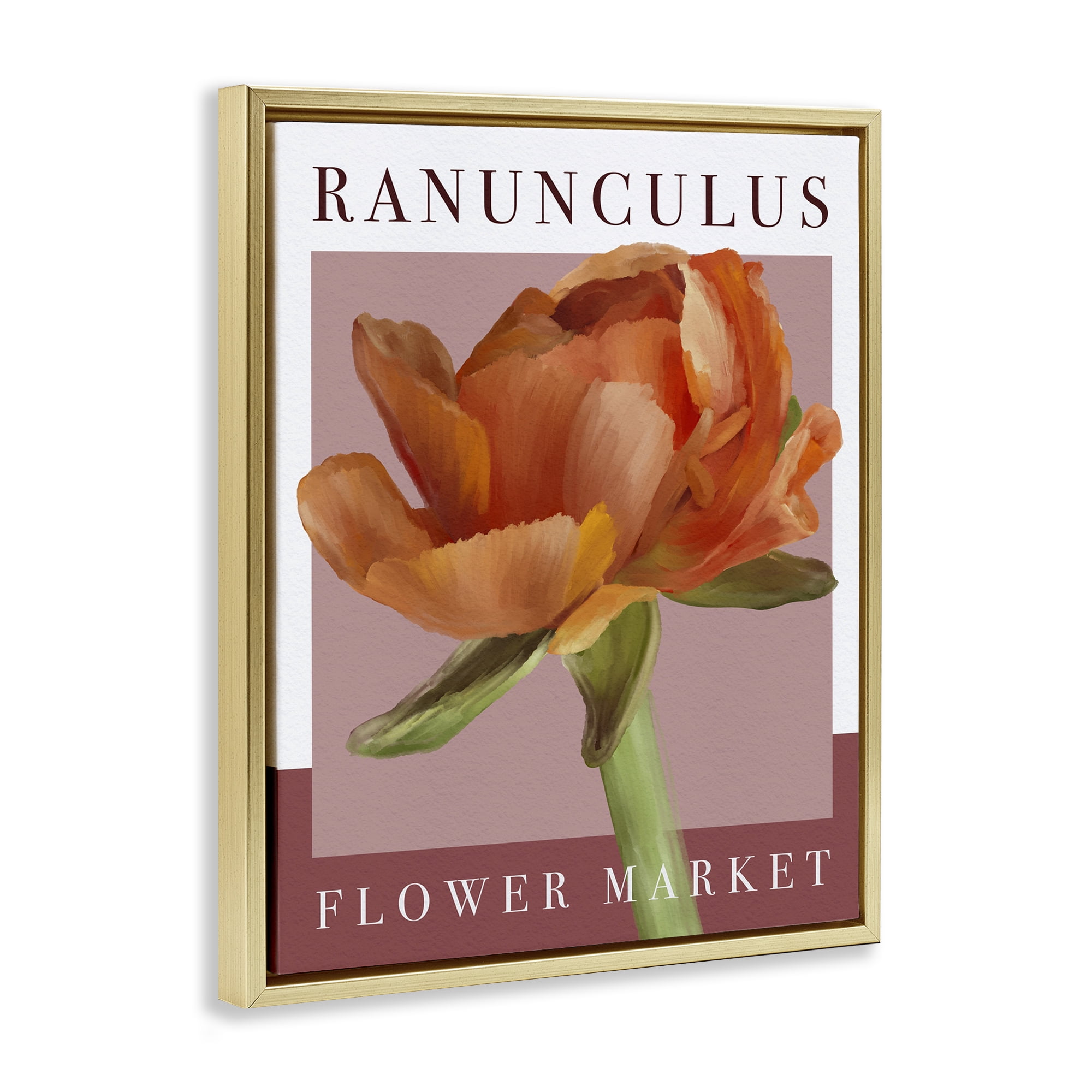 Stupell Industries Ranunculus Flower Market Gold Framed Floater Canvas Wall Art, design by Jennifer Stith
