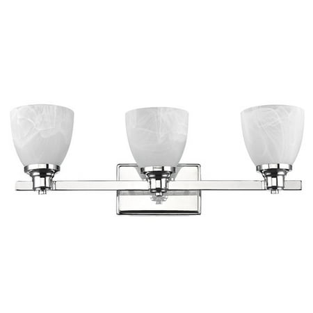 Bath Fixture Chrome Finish (CHLOE Lighting GEWNEVERE Transitional 3 Light Chrome Finish Bath Vanity Wall Fixture White Alabaster Glass 23
