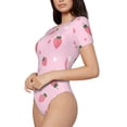 thumbnail image 2 of Naloa Floral Strawberr Women's Short-Sleeved Onesie, One-Piece Swimsuit for Parties, dates, clubs - Large, 2 of 9