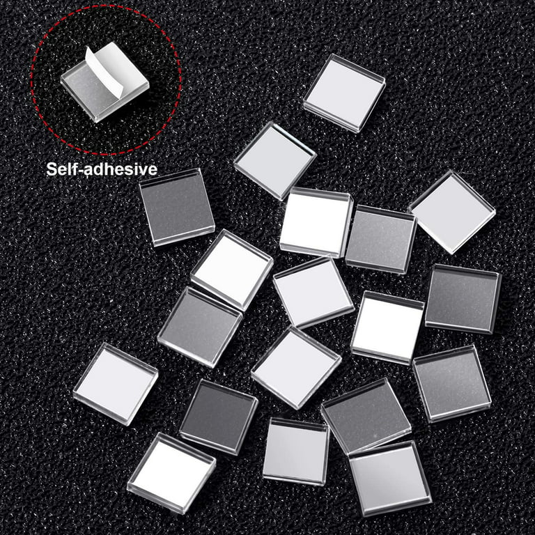 PP OPOUNT 3600 PCS Real Glass Mirror Mosaic Tiles 5 x 5 mm Self Adhesive  Mirror Stickers Mini Square Mirrors for Crafts Home Decorations 3600 Silver