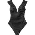 thumbnail image 2 of Women's One Piece Swimsuit Ruffled Lace Up Beach Swimwear Tummy Control Bathing Suit Swimming Costume, 2 of 4