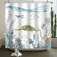 thumbnail image 2 of Mizhona Summer Shower Curtain Funny Sea Turtle Dolphin for Bathroom Waterproof Polyester Fancy Modern Decor 47"x64", 2 of 4