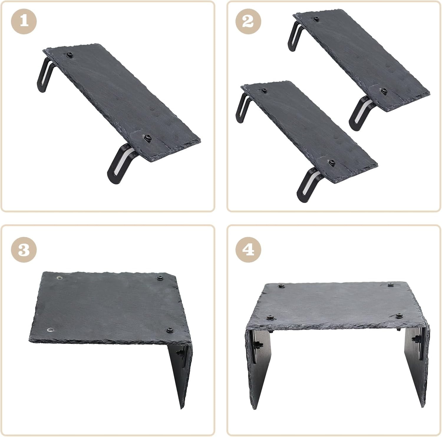 Bearded Dragon Tank Accessories, Slate Rocks, Basking Platform, Habitat Hide for Reptiles and Amphibians