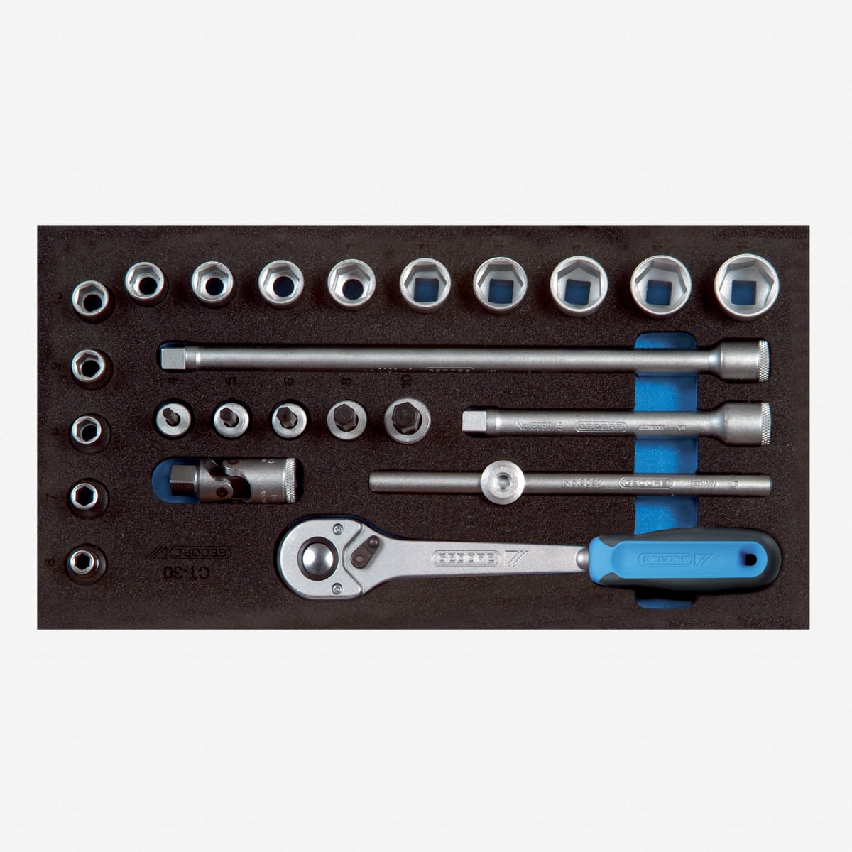 Gedore 1500 CT130 Socket set 3/8" in 1/3 CT module