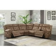 thumbnail image 2 of Bowery Hill Microfiber Reclining Sectional Sofa with Console and Wedge, Brown, 2 of 5