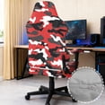 thumbnail image 4 of TSOVTHRID Red Camouflage Pattern 4 Pcs Gaming Chair Slipcover with Armrest Covers Stretch Rotating Gaming Chair Protector Non-Slip Office Desk Chair Cover Cat Scratch Proof, 4 of 7