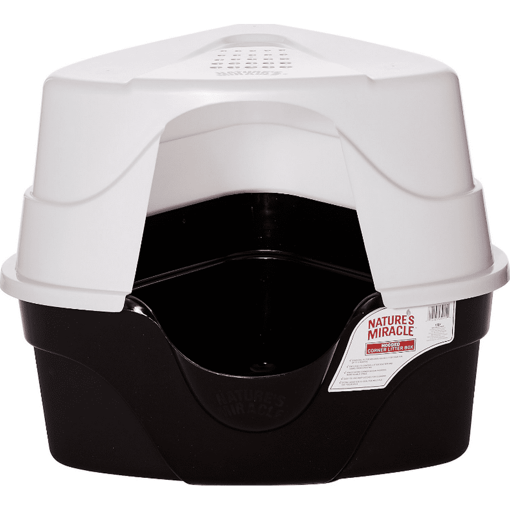 Nature's Miracle Hooded Corner Litter Box, With Odor Control Charcoal