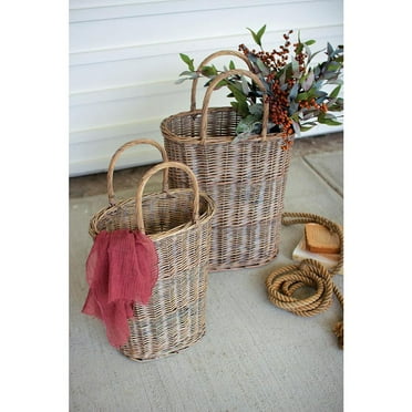 Kalalou Inc Set Of Two Tall Oval Wicker Baskets