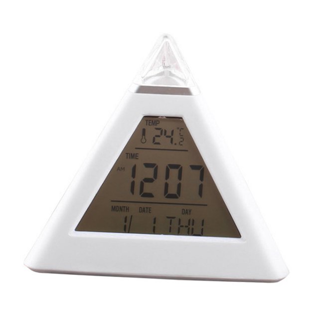 Rongfmy 7 Color Triangle Alarm Clock Table Clock for Gifts Kids Room Adults Heavy Sleepers