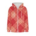 thumbnail image 7 of Uaswgudfs Women's Red Brown Plaid Printed Hooded Zip-Up Jacket, Long Sleeve Casual Coat with Pockets Drawstring - Trendy Daily & Winter Outerwear Pink XL, 7 of 7