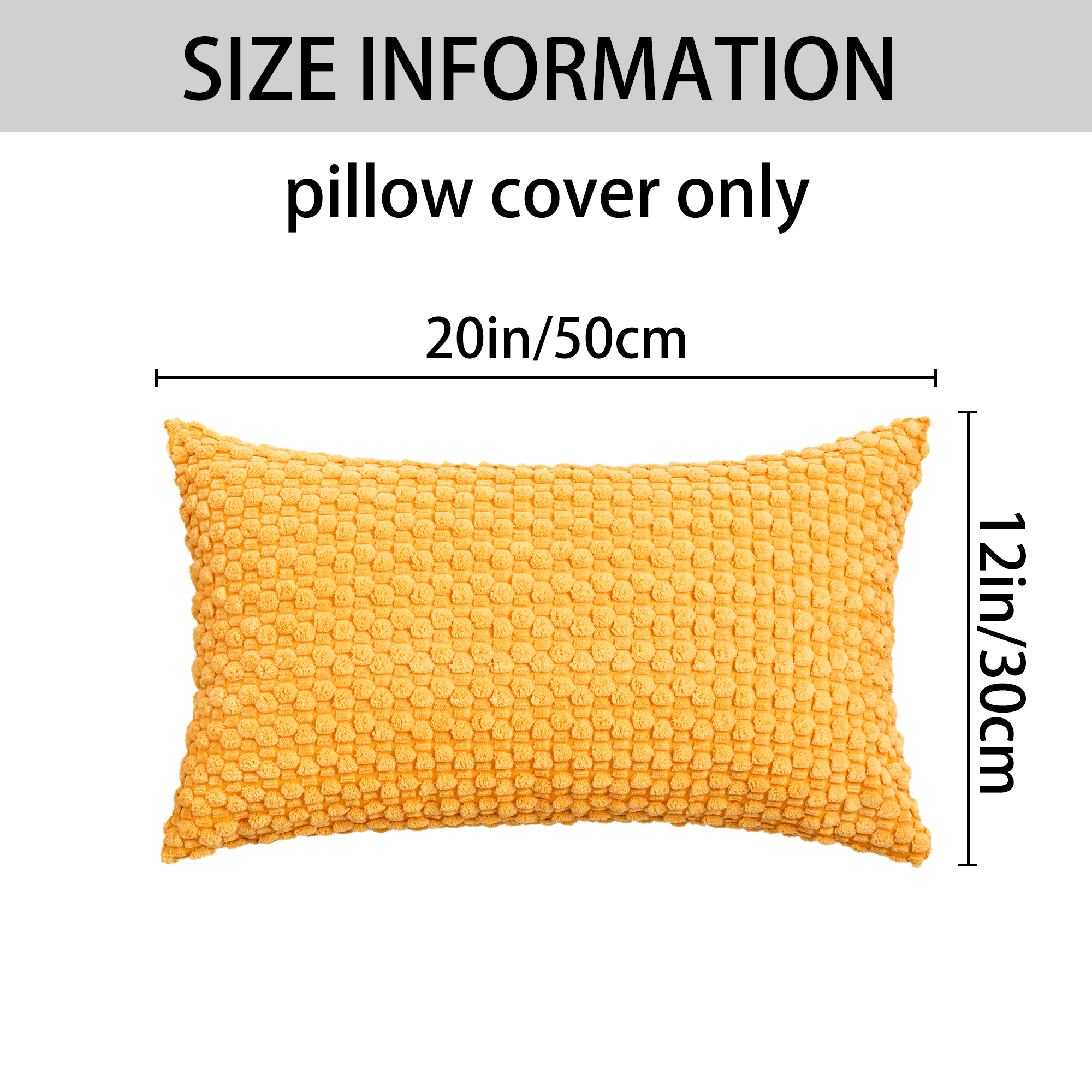 Unique Bargains Corduroy Throw Pillow Covers Set of 2 Yellow 20" x 12"