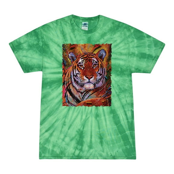 Wild Bobby, Colorful Painted Tiger, Animal Lover, Tie-Dye Tees, Spiral Kelly, Medium