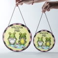thumbnail image 4 of Welcome To Our Pad Frog Stained Glass Style Suncatcher, UV Printed Glass, Cute Green Pond Animal Decor, Round, 4 of 8