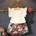 thumbnail image 2 of Toddler Baby Girl Ruffle Short Sleeve T-Shirt Tops and Floral Shorts Outfits Clothes, 2 of 9