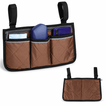 Wheelchair Armrest Side Bag,Waterproof Armrest Pouch Bag with Bright Line,Wheelchair Side Organizer for Walkers,Rollators,Scooters