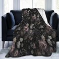 thumbnail image 4 of Black Gothic Floral Blanket Gifts for Women Retro Flower Bloosom Rustic Rose Watercolor Peony Vintage Boho Throw Blankets for Room Bedding Couch Decor Soft Lightweight Warm Cozy 40x50in, 4 of 6