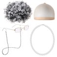 thumbnail image 1 of Kids Granny Old Lady School Play Dress Up Wig Accessory Set, 1 of 4