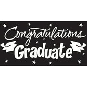 Party Central Pack of 6 Black Velvet and White Gigantic "Congratulations Graduate" Giant Party