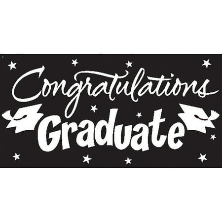 Party Central Pack of 6 Black Velvet and White Gigantic "Congratulations Graduate" Giant Party