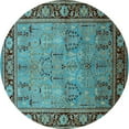 thumbnail image 1 of Ahgly Company Indoor Round Oriental Light Blue Industrial Area Rugs, 5' Round, 1 of 4