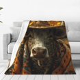 thumbnail image 1 of Fotbe Sunflower Cowboy Hat Cow Manta de Franela Acolchonada con Estampado, Súper Suave y Esponjosa, Extra Grande para Sofá, Cama, Uso Todo el Año-40"x30", 1 of 7