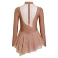 thumbnail image 3 of YUUMIN Girls Ballet Dance Gymnastic Leotard Irregular Hem Figure Ice Skating Dress Sparkly Dancer Costume Dusty Pink 14, 3 of 7