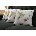 thumbnail image 5 of Ambesonne Nature Throw Pillow Cover 4 Pack, Hummingbird Art, 24", Red and Green, 5 of 5