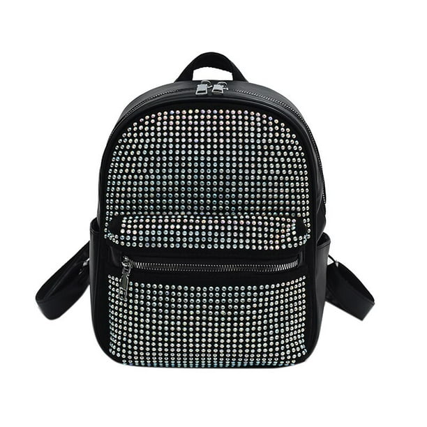 Mochila De cuero con diamantes de imitación para mujer, bolso escolar de lujo, bolsos escolares pequeños, mochilas para niña con diamantes brillantes Fivean unisex
