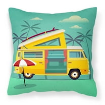 Carolines Treasures BB5477PW1818 Greatest Adventure Camper Van Fabric Decorative Pillow  18H x18W multicolor