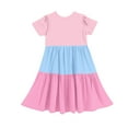 thumbnail image 5 of BRGZLK Girls Summer Dresses Cute Color-Blocked Short Sleeve Round Neck Swing Ruffle Tiered Flowy Dress Sky Blue 6-7 Years, 5 of 5