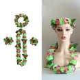 thumbnail image 2 of SDFGTstore Hawaiian Leis Set Flower Headband Wristbands Flowers Necklaces for Summers Beach Vacations Tropical Luaus Party Decors, 2 of 9