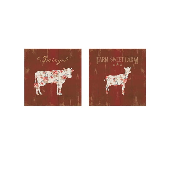 Great Art Now Farm Patchwork by Danhui Nai 2 Piece Print Art Set Each 12"W x 12"H
