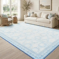 thumbnail image 2 of Licolica Non Slip Washable Area Rug Low Pile Vintage Rug for Living Room Bedroom Dining Room, Light Blue, 4'x6', 2 of 11