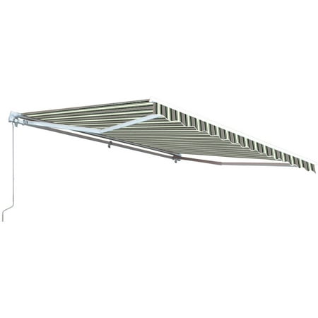 ALEKO Retractable 12' x 10' (3.65m x 3m) Patio Awning, Multistripes Green