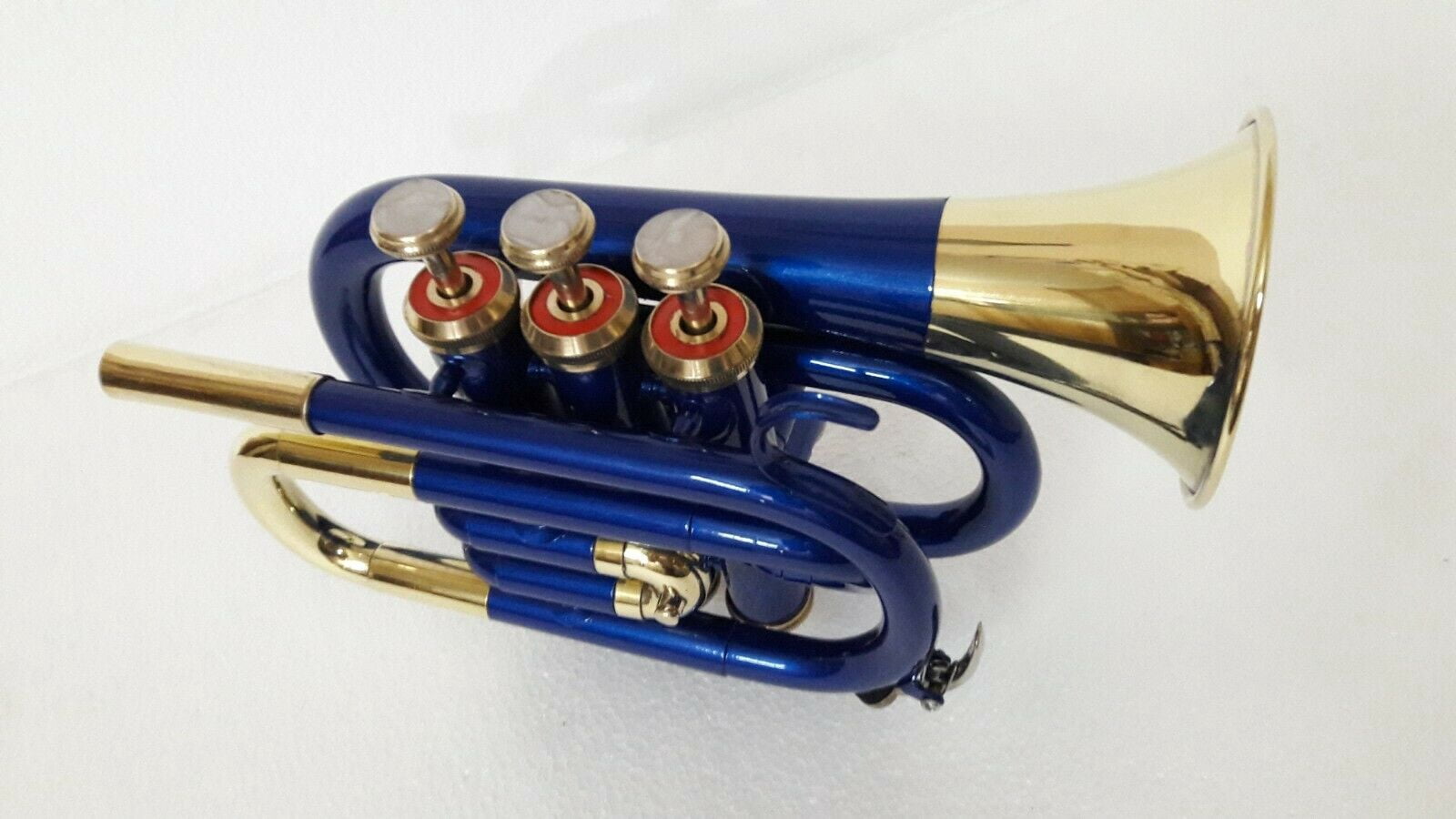 SAI MUSICAL POCKET TRUMPET Bb_PITCH BLUE BRASS WITH FREE HARD CASE + MP-78