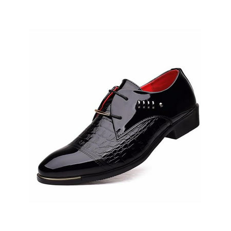New Men's Dress Oxfords Formal Leather Business Shoes Pointed Casual Crocodile