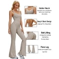 thumbnail image 3 of KEFIRLILY Women's Seamless Halter Neck Jumpsuit, High Stretch Butt Lifting Flare Leg Yoga Romper, Deep V Cross Back Athletic One-Piece for Gym Workout Running Casual, 3 of 6