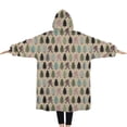 thumbnail image 2 of Oversized Wearable Blanket Hoodie,Beige Bigfoot and Pine Tree Pattern Sherpa Blanket Hoodie with Super Pockets,Super Warm Fuzzy Pullover for Women & Men, 2 of 6