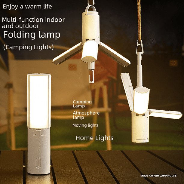 Lámpara de camping plegable para exteriores, portátil, recargable, de gran capacidad, para dormitorio de estudiantes, para colgar en tienda de campaña