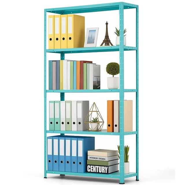Garvee Étagères de Rangement en Métal Réglables à 5 Tablettes, Étagères de Garage Robustes 68x35x12 Pouces, Bibliothèques et Garde-Manger pour Cuisine, Garage