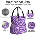 thumbnail image 3 of Daisy Pioneer Flower Purple Pattern Drawstring Insulated Lunch Bag for Women, Stain-Resistant Large Lunch Tote with Multi-Pockets for Work Office, 3 of 6