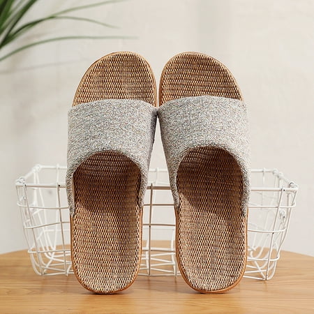 

Chnzic Men s Casual Slip On Linen Slides Indoor Home Slippers Beach Shoes
